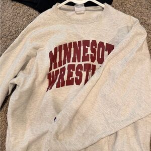 Champion Heather Gray Crewneck Sweatshirt with Blue and Red Tag